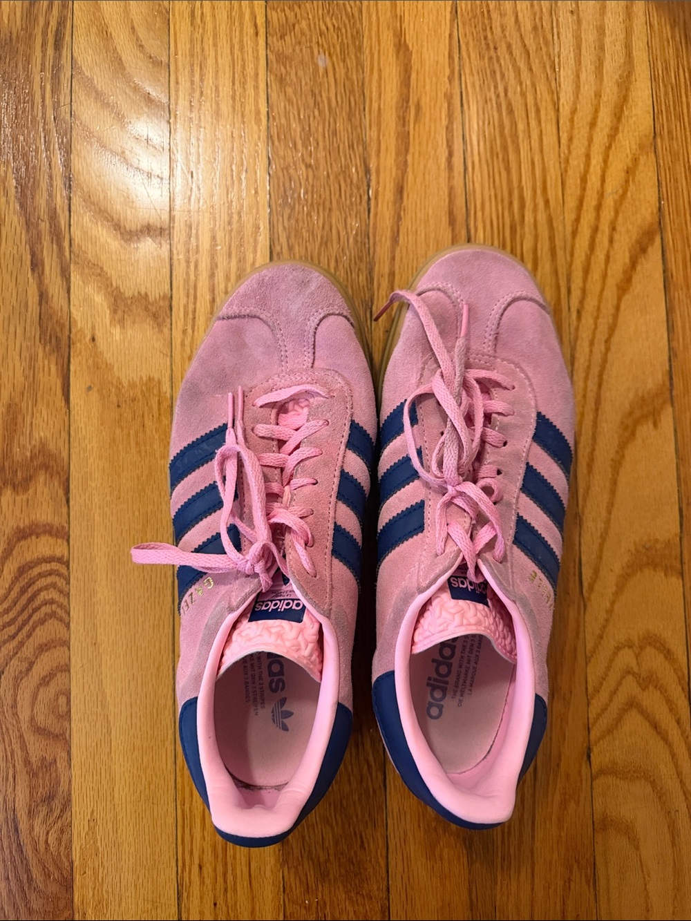 adidas Pink Suede Sneakers with Navy Stripes